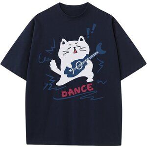 Vintage Y2K Cat Graphic Tee Harajuku Grunge Streetwear Cotton Shirt